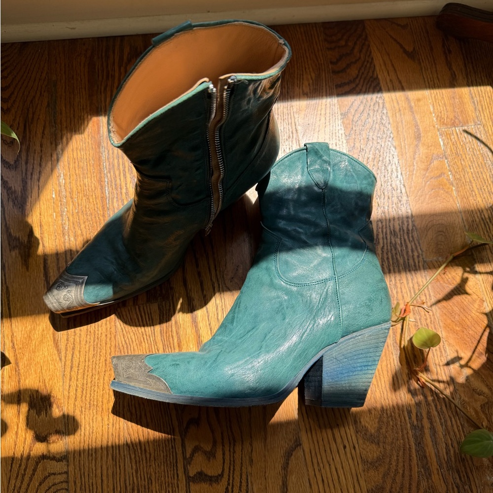 FREE PEOPLE BRAYDEN PETROL BOOTS SIZE 10 LEATHER - Picture 3 of 5